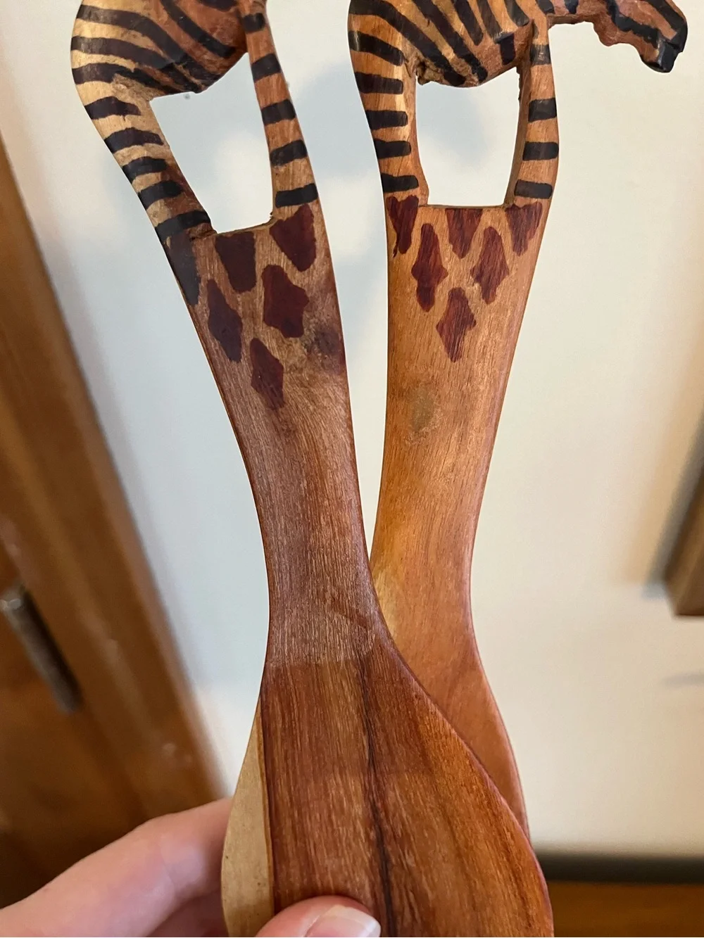 Wooden Zebra Salad Servers - Brown